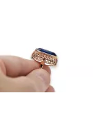 Anillo Artesanía vintage Zafiro Oro rosa antiguo original de 14k vrc129r
