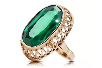 Anneau Artisanat vintage Émeraude Or rose 14 carats vintage d'origine vrc129r
