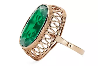 Anneau Artisanat vintage Émeraude Or rose 14 carats vintage d'origine vrc129r