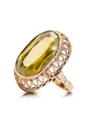 Pierścionek Żółty Perydot Oryginalny wyrób Vintage 14k z różowego złota Styl Vintage vrc129r