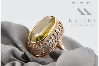 Ring Yellow Peridot Original Vintage 14K Rose Gold Vintage craft vrc129r