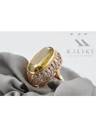 Anillo Peridoto amarillo Oro rosa antiguo original de 14k Vintage vrc129r