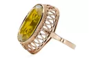 Anillo Peridoto amarillo Oro rosa antiguo original de 14k Vintage vrc129r