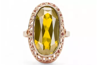 Ring Yellow Peridot Original Vintage 14K Rose Gold Vintage craft vrc129r
