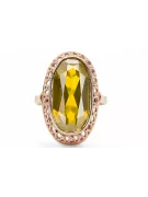 Anillo Peridoto amarillo Oro rosa antiguo original de 14k Vintage vrc129r