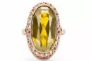 Anillo Peridoto amarillo Oro rosa antiguo original de 14k Vintage vrc129r
