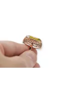 Originalus 14k rožinio aukso vintage Geltonasis peridotas Žiedas Vintage vrc129r