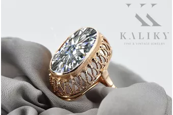 Original vintage din aur roz de 14k Zircon Inel Vintage Craft  vrc129r