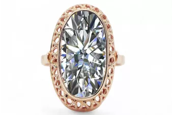 Original vintage din aur roz de 14k Zircon Inel Vintage Craft  vrc129r