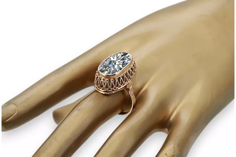 Anillo Vintage Circón Oro rosa antiguo original de 14k vrc129r
