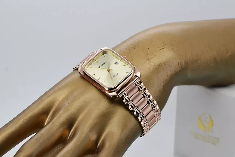 ساعة ذكرية من الذهب الأحمر 14k 585 جنيف mw001r&mbw009r