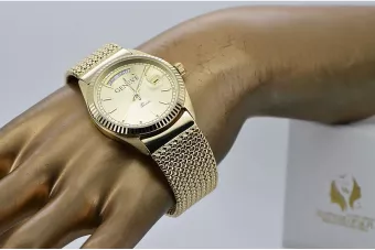 Gold bărbați ceas Geneve ★ Zlotychlopak.pl ★ Puritate de aur 585 333 Preț scăzut!