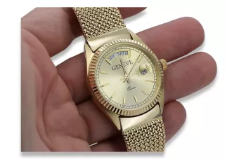copy of Χρυσό ανδρικό ρολόι με μπρασελέ unisex 14k 585 Geneve mw013ydg&mbw014yo