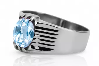 Sterling Silber 925 Aquamarin Ring Vintage Handwerk vrc007s