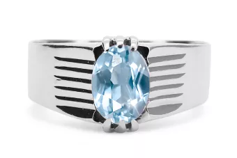 Sterling Silber 925 Aquamarin Ring Vintage Handwerk vrc007s