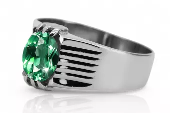 Ring Emerald 925 Silver Vintage Unique VRC007s