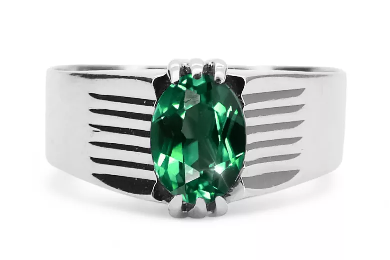 Ring Emerald Sterling silver 925 Vintage vrc007s