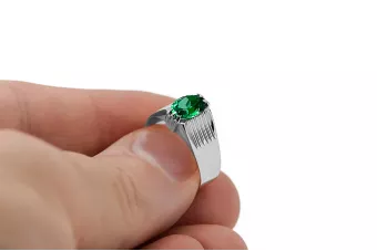 Ring Emerald 925 Silver Vintage Unique VRC007s
