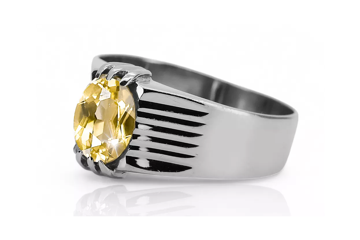 Vintage craft Ring Yellow Peridot Sterling silver 925 vrc007s