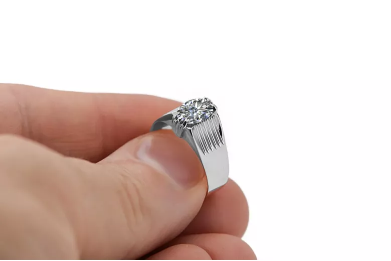 Vintage Handwerk Ring Zirkon Sterling Silber 925 vrc007s