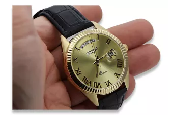 Zlaté pánske hodinky Geneve ★ Zlotychlopak.pl ★ Zlatá čistota 585 333 Nízka cena!