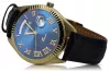 Yellow 14k gold men's Geneve watch blue dial mw008ydbll