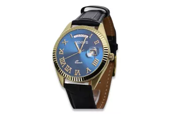 Zlaté pánske hodinky Geneve ★ Zlotychlopak.pl ★ Zlatá čistota 585 333 Nízka cena!