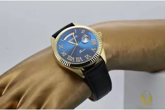Zlaté pánske hodinky Geneve ★ Zlotychlopak.pl ★ Zlatá čistota 585 333 Nízka cena!