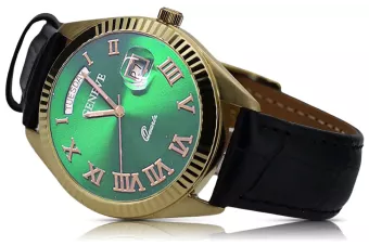 Zlaté pánske hodinky Geneve ★ Zlotychlopak.pl ★ Zlatá čistota 585 333 Nízka cena!