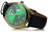 Yellow 14k gold men's Geneve watch green dial mw008ydgrr