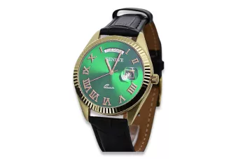 Zlaté pánske hodinky Geneve ★ Zlotychlopak.pl ★ Zlatá čistota 585 333 Nízka cena!