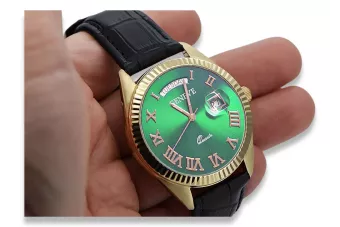 Zlaté pánske hodinky Geneve ★ Zlotychlopak.pl ★ Zlatá čistota 585 333 Nízka cena!