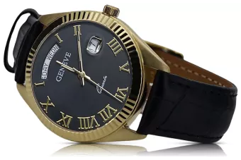 Zlaté pánske hodinky Geneve ★ Zlotychlopak.pl ★ Zlatá čistota 585 333 Nízka cena!