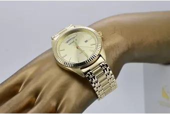 Žltá 14k 585 Gold Pánske Geneve Watch Mw008YDGG & MBA006YO