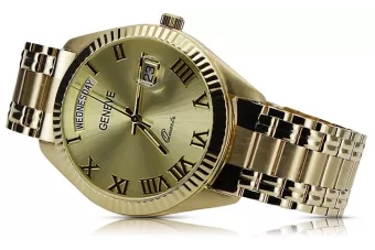 Žltá 14k 585 Gold Pánske Geneve Watch Mw008YDGG & MBA006YO