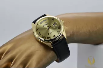 Žltá 14k 585 Gold Pánske Geneve Watch Mw008YDGG & MBA012YO