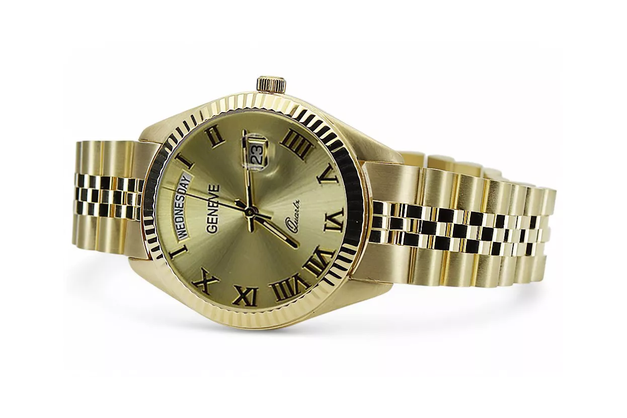 Žltá 14k 585 Gold Pánske Geneve Watch Mw008YDGG @ MBW022Y