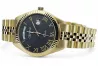 Yellow 14k 585 gold men's Geneve black dial watch mw008ydbcc@mbw022y