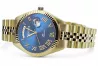 Yellow 14k 585 gold men's Geneve blue dial watch mw008ydbll@mbw022y