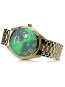 Złoty zegarek męski 14k 585 Geneve mw008ydgrr&mbw006yo zielona tarcza