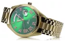 Žltá 14k 585 Gold Pánske Geneve Green Dial Watch MW008YDGRRR & MBA012YO