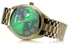 Yellow 14k 585 gold men's Geneve green dial watch mw008ydgrr&mba012yo