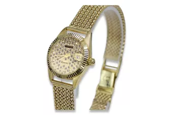 copy of 14k 585 auksinis moteriškas laikrodis su Genevos apyranka