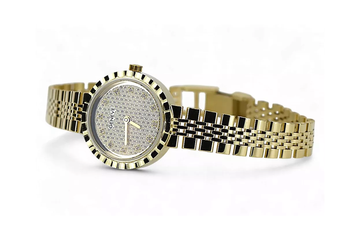 Žltá 14k 585 Zlatá Lady Geneve Watch LW081YDZ