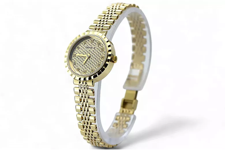 Žltá 14k 585 Zlatá Lady Geneve Watch LW081YDZ