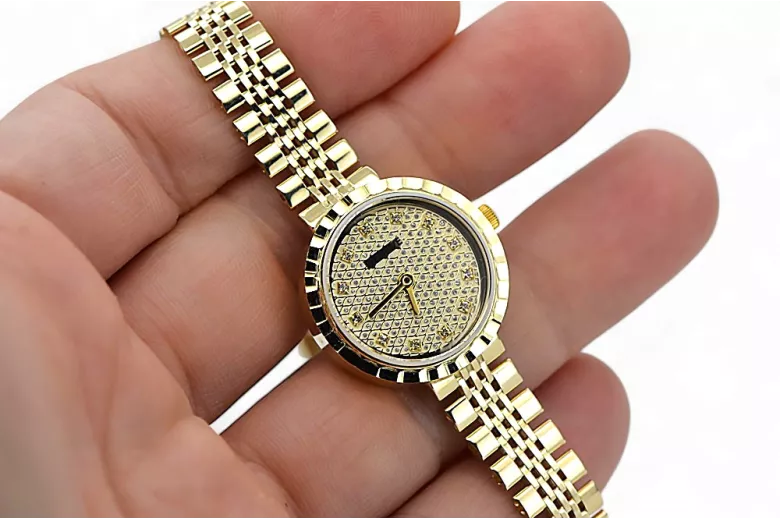 Gold Ladies Watch ★ Zlotychlopak.pl ★ Puritate de aur 585 333 Preț scăzut!