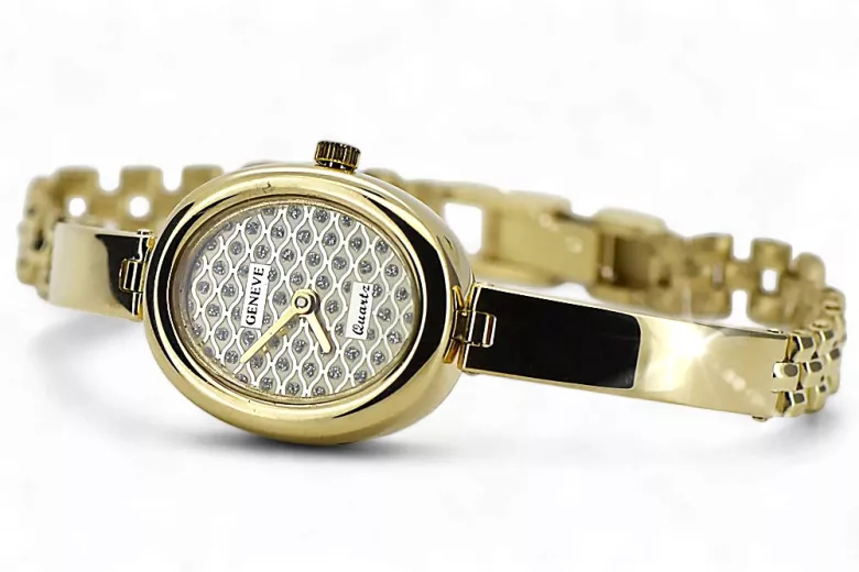 Złoty zegarek damski 14k żółte złoto Geneve lw122ydz