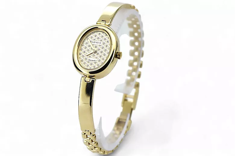 copy of Złoty zegarek damski 14k żółte złoto Geneve lw111