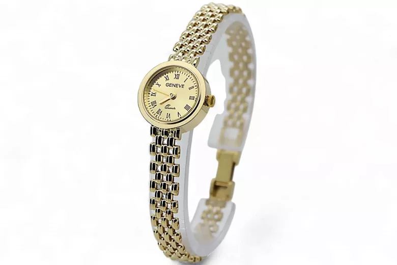 Žltá 14k 585 Zlatá Lady Geneve Watch LW123YDG