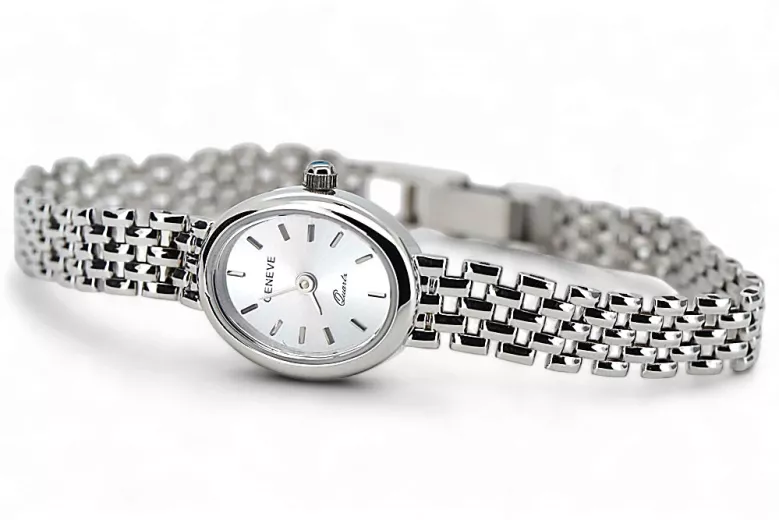 Prześliczny zegarek z białego złoty 14k damski Geneve lw087wds